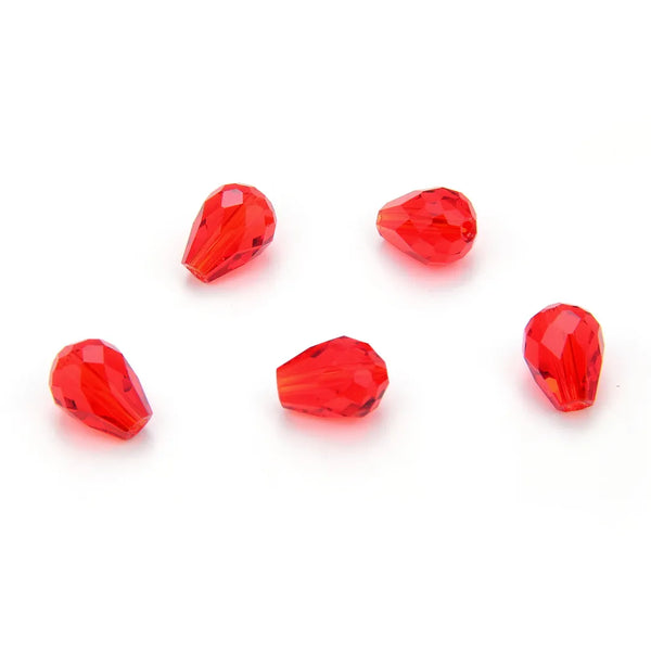 24pcs Adabele Austrian Faceted Teardrop Crystal Beads #5500, Light Siam Red, 8mm x 6mm, Hole ID 1mm, SST-806