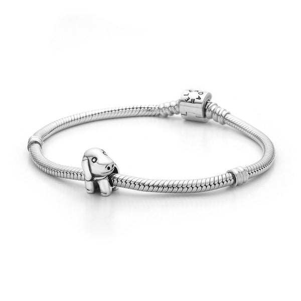 1pc Cute Solid 925 Sterling Silver Dog Charm Puppy Bead, Compatible with Pandora All Other Charm Bracelets, EC2-A1