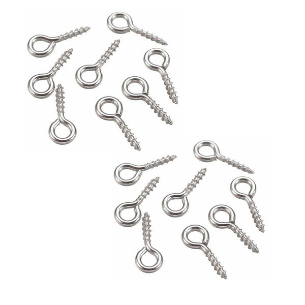 100pcs Glue On Screw Eye Pin Bail Jump Ring Loop, Pendant Connector, 18K White Gold Plated Brass, Size Selections: 8x4mm/10x5mm