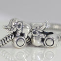 1pc Real Solid Sterling Silver Charm Aerobic Elephant Bead, Compatible with Pandora All Other Charm Bracelets, EC251
