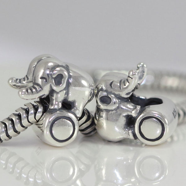 1pc Real Solid Sterling Silver Charm Aerobic Elephant Bead, Compatible with Pandora All Other Charm Bracelets, EC251