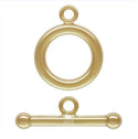 2 Sets 925 Sterling Silver Round Toggle Clasps, Real 18K Yellow Gold Plated, Size Selections: 10mm/12mm/15mm