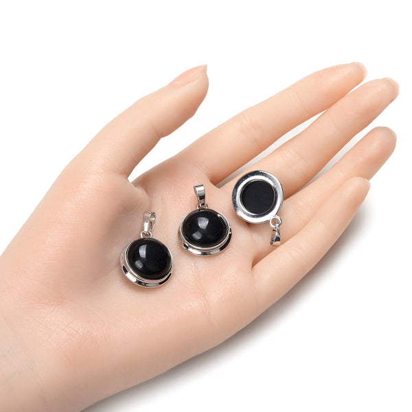 2pcs Natural Black Obsidian Round Gemstone Pendant Drops, 20mm, G2P-K5