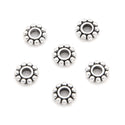 200pcs Small Flat Rondelle Flower Beads Antique Silver, 6.4mm, Hole 2.5mm, MC-S2