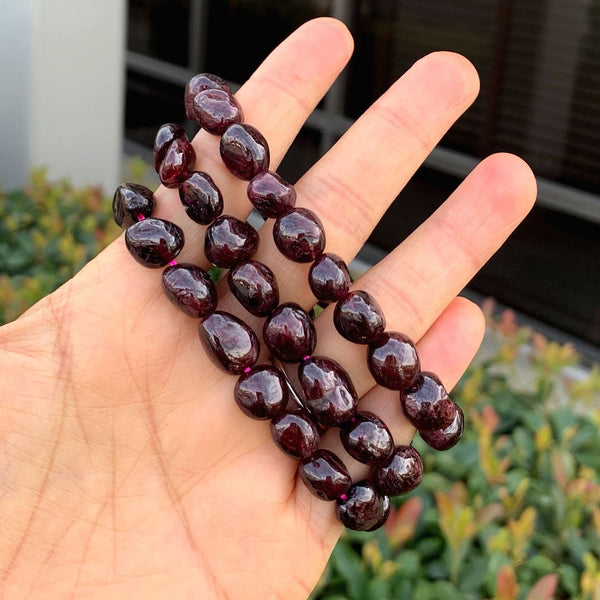 1 Strand Stretch Natural Garnet Free Form Gemstone Bracelet, 7-10mm Beads, Length Selections: 7 inch/7.5 inch