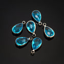 10pcs Grade A March Aquamarine Blue Teardrop Birthstone Charm Drop, Sterling Silver Plated Brass, Size Selections: 11x7mm, 14x8mm, 16x9mm