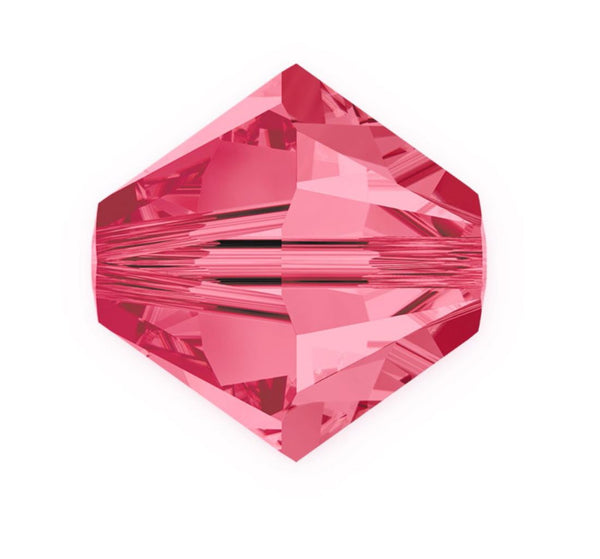 50pcs Preciosa Faceted Bicone Crystal Beads, India Pink, 6mm, Hole ID 1mm, Pre-B654