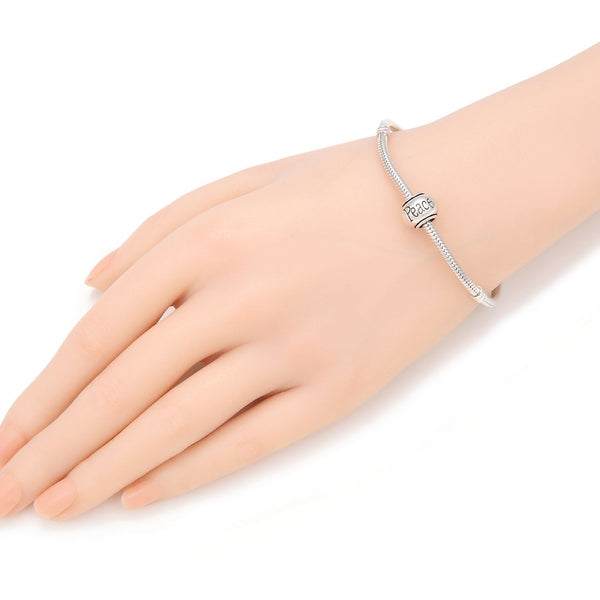 20pcs Peace Large Hole Beads, Hole ID 4.5mm,Antique Silver, Zinc Alloy Metal, MEC-C8