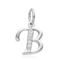 1pc 925 Sterling Silver Letter B Charm, Tarnish Resistant Rhodium Plated, Cubic Zirconia CZ Name Initial Pendant Drop,SSP-C2