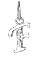 1pc 925 Sterling Silver Letter F Charm, Tarnish Resistant Rhodium Plated, Cubic Zirconia CZ Name Initial Pendant Drop,SSP-C6