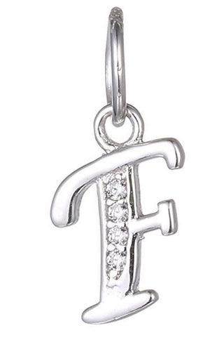 1pc 925 Sterling Silver Letter F Charm, Tarnish Resistant Rhodium Plated, Cubic Zirconia CZ Name Initial Pendant Drop,SSP-C6