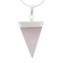 1pc Natural Pink Rose Quartz Triangle Gemstone Pendant Necklace, 18 Inch Surgical Stainless Steel Chain, GGP-A4