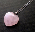 1pc You Are My Only Love Necklace, Natural Pink Rose Quartz Gemstone Large Heart Pendant, 18 Inch Surgical Stainless Steel Chain, GGP8-5