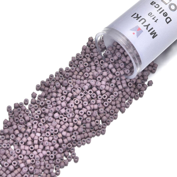7.5g Miyuki Delica 11/0 Seed Beads, Matte Gold Luster Dusty Mauve DB379