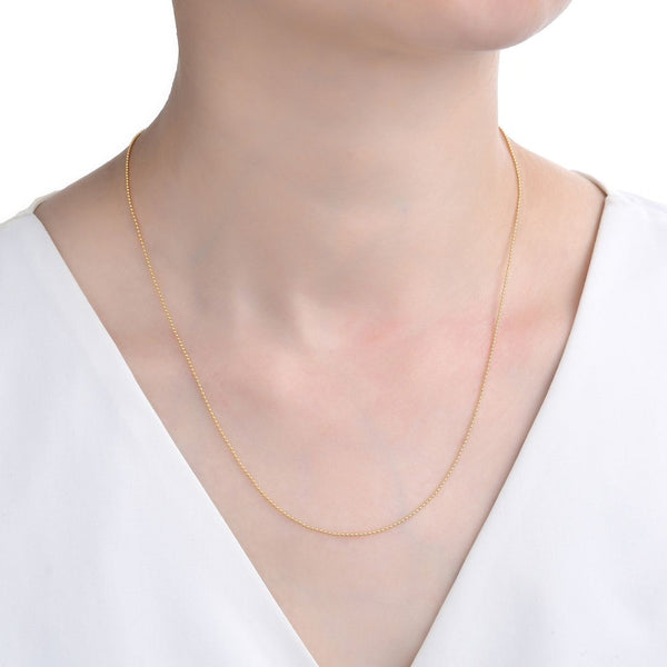 1pc 1/20 14K Gold Filled Cute Beaded Ball Link Chain Necklace, 1mm Width/Thin Small , Non Tarnish, Length Selections: 16 inch/18 inch