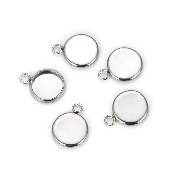 50pcs 304 Stainless Steel Round Bezel Cup Connector Settings (6mm/8mm/10mm/12mm)