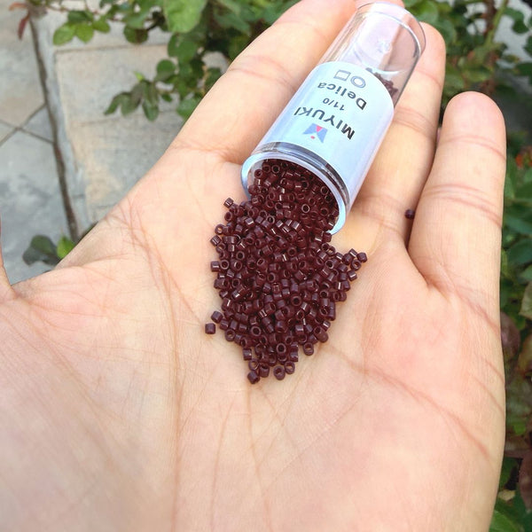 7.5g Miyuki Delica 11/0 Seed Beads, Opaque Dark Brown DB734