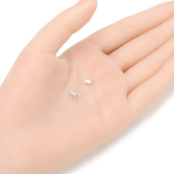 20pcs 925 Sterling Silver Crimp End Caps, Cord End Caps, Hole ID Selections: 1.5mm/2mm/2.5mm/3mm