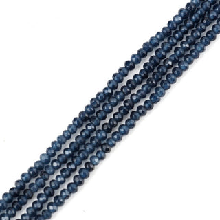 Natural Dark Indigo Quartz Gemstone Faceted Rondelle Beads, 3x2mm/Small Tiny, Hole ID 0.8mm, 13 Inch/1 Strand, GH2R-9