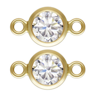 2pcs 1/20 14K Gold Filled April Birthstone Links, Clear Cubic Zirconia, 4mm Small, Non Tarnish, JK10-A4
