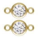 2pcs 1/20 14K Gold Filled April Birthstone Links, Clear Cubic Zirconia, 6mm, Non Tarnish, JK10-B4