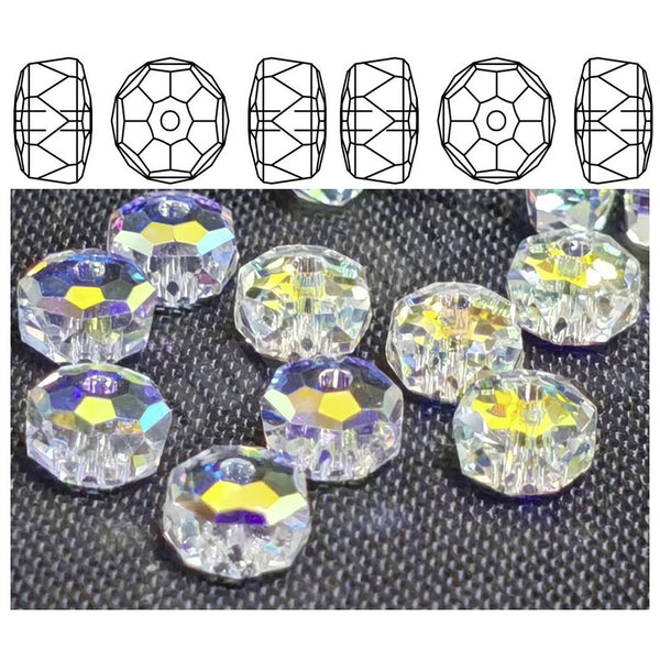 25pcs Adabele Austrian Faceted Donut Rondelle Crystal Beads #5045, Clear AB, 8mm x 5mm, Hole ID 1.2mm, SSO-802