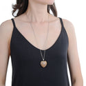 1pc You Are My Only Love Necklace, Natural Picture Jasper Gemstone Large Heart Pendant, 26 Inch Surgical Stainless Steel Chain, GGP8-B8