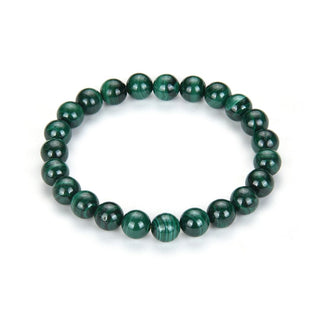 1 Strand Stretch Natural Green Malachite Beaded Gemstone Bracelet, 8mm Bead, Length Selections: 7 inch/7.5 inch/8 inch/8.5 inch