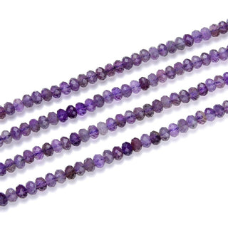 Natural Purple Amethyst Gemstone Tiny Small Faceted Rondelle Beads, 3x2mm, Hole ID 0.65mm, 15 Inch/1 Strand, GK-A3