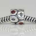 1pc Solid 925 Sterling Silver Siam Bead Charm Cubic Zirconia CZ, Compatible with Pandora All Other Charm Bracelet, EC6