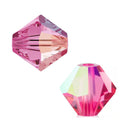 100pcs Preciosa Faceted Bicone Crystal Beads, Rose AB, Size Selections: 3mm/4mm/6mm