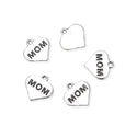 20pcs Best Mom Heart Charms, 15.6mm One Sided Heart Drop Pendants, Antique Silver, MC-D19
