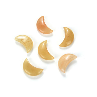 4pcs Natural Yellow Jade Gemstone Hand Carved Moon, 18mm Loose Cut Stones, G3P-A8