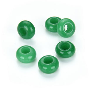 10pcs Natural Green Jade Gemstone Donut Rondelle Beads,14x8mm, Hole ID 5.6mm, GW-A7