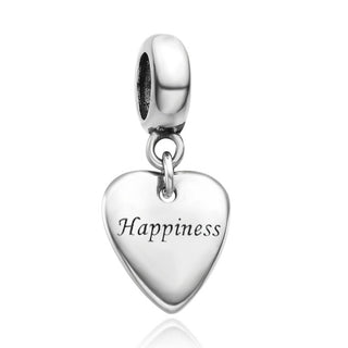 Real 925 Sterling Silver Happy Love Heart Bead Charm Pendant