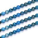 Natural Blue Apatite Gemstone Round Beads, 1 Strand/15 Inch, Size Selections: 4mm/6mm/8mm/10mm
