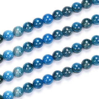 Natural Blue Apatite Gemstone Round Beads, 1 Strand/15 Inch, Size Selections: 4mm/6mm/8mm/10mm