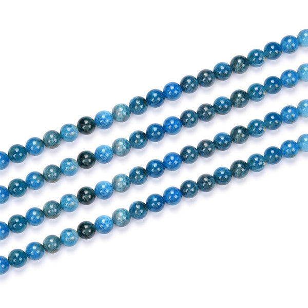 Natural Blue Apatite Gemstone Round Beads, 1 Strand/15 Inch, Size Selections: 4mm/6mm/8mm/10mm