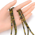Natural Green Jade Gemstone Cylinder Tube Beads, 13x4mm, Hole ID 1mm, 14.5 Inch/1 Strand, GH-H15