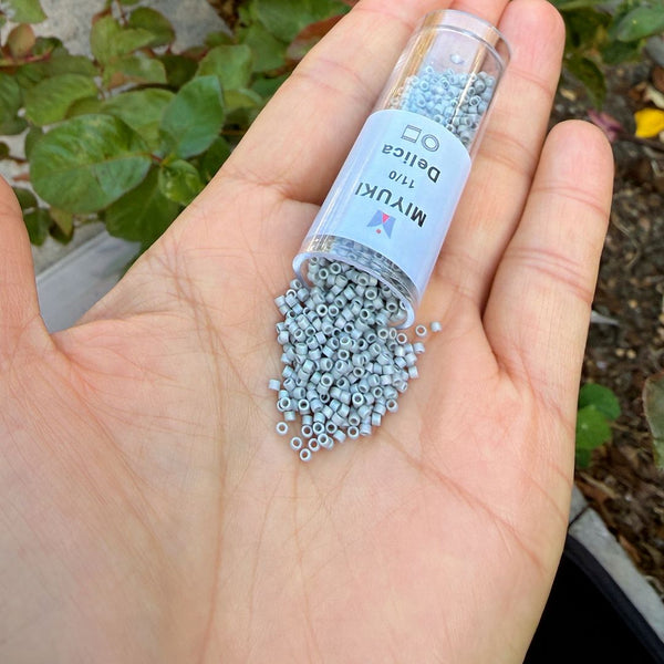 30g Miyuki Delica 11/0 Seed Beads, Matte Rainbow Shark Fin Grey DB2320