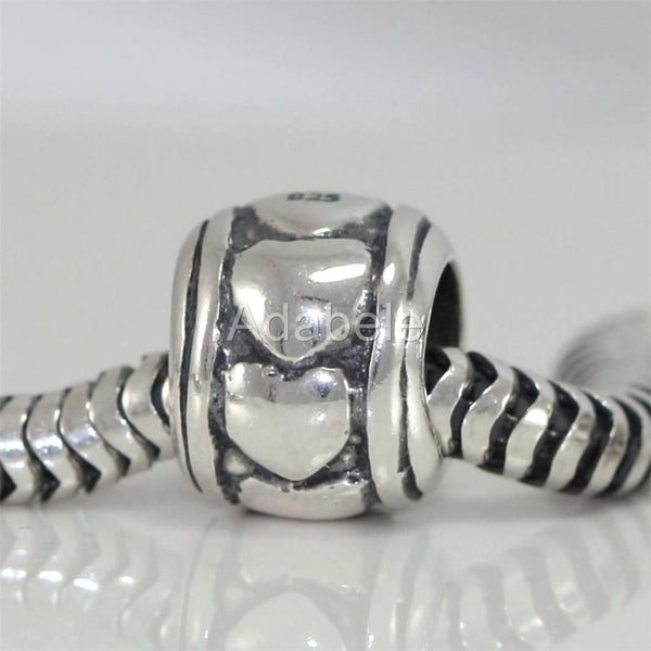 1pc Solid 925 Sterling Silver Endless Heart Love Bead Charm, Compatible with Pandora All Other Charm Bracelet, EC208