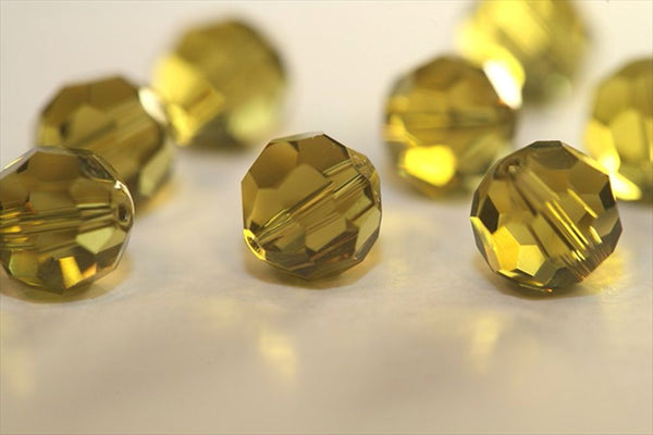 50pcs Adabele Austrian Faceted Round Crystal Beads #5000, Khaki Green, Size Selections: 4mm/6mm/8mm/10mm