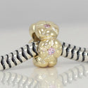 1pc Real Gold Plated Sterling Silver Daisy Flower Cute Small Charm Spacer Pink Cubic Zirconia CZ, Compatible with Pandora All Other Charm Bracelets, EC25-3