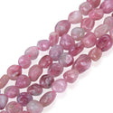 Natural Pink Tourmaline Gemstone Oval Tumbled Pebble Beads, Irregular, 6mm to 8mm, Hole ID 1mm, 15 Inch/1 Strand, GZ11-32
