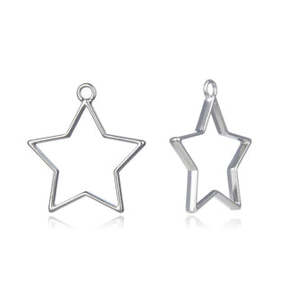 20pcs Open Back Star Bezel Blanks, Pendant Base, Large Resin Mold, Silver, 35x32mm, CF288-5