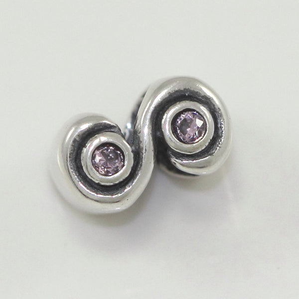 1pc Real 925 Sterling Silver Charm, October Birthstone Bead, Cubic Zirconia CZ Pink Tourmaline Gemstone, Compatible with Pandora all Other Charm Bracelets, EC419
