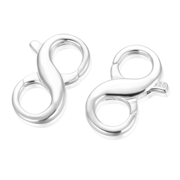 2pcs 925 Sterling Silver Figure 8 Jewelry Clasps, Double Opening, 16mm, SS68-12pcs 925 Sterling Silver Figure 8 Jewelry Clasps, Double Opening, 16mm, SS68-1