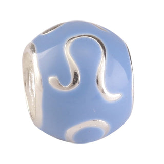 925 Sterling Silver Leo Zodiac Sign Bead Charm Light Blue Enamel, Compatible with Pandora All...