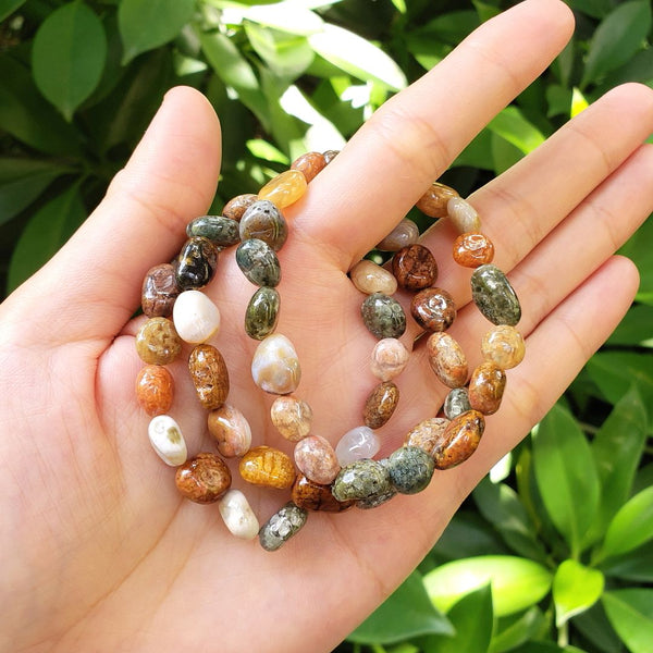 1 Strand Stretch Natural Multi-color Ocean Jasper Free Form Gemstone Bracelet, 7-10mm Beads, Length Selections: 7 inch/7.5 inch