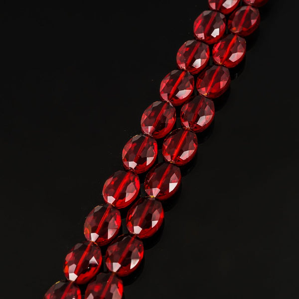50pcs Creative Club Faceted Flat Oval Crystal Beads, Siam Red, 16x12mm/Large, Hole ID 1.1mm, CCO-5